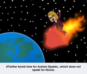 Bitstrips comic: #Twitter bomb time for Autism Speaks...which does not speak for Nicole.
